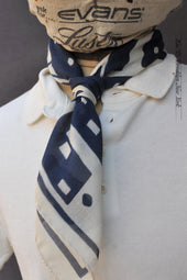 Wool Silk Bandana Blue Foulard