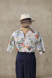 Loose Cut Camp Shirt Hawaiian Print S M L Xl