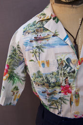 Loose Cut Camp Shirt Hawaiian Print S M L Xl