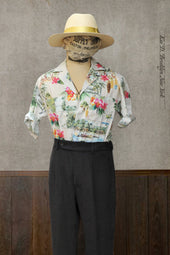 Loose Cut Camp Shirt Hawaiian Print S M L Xl