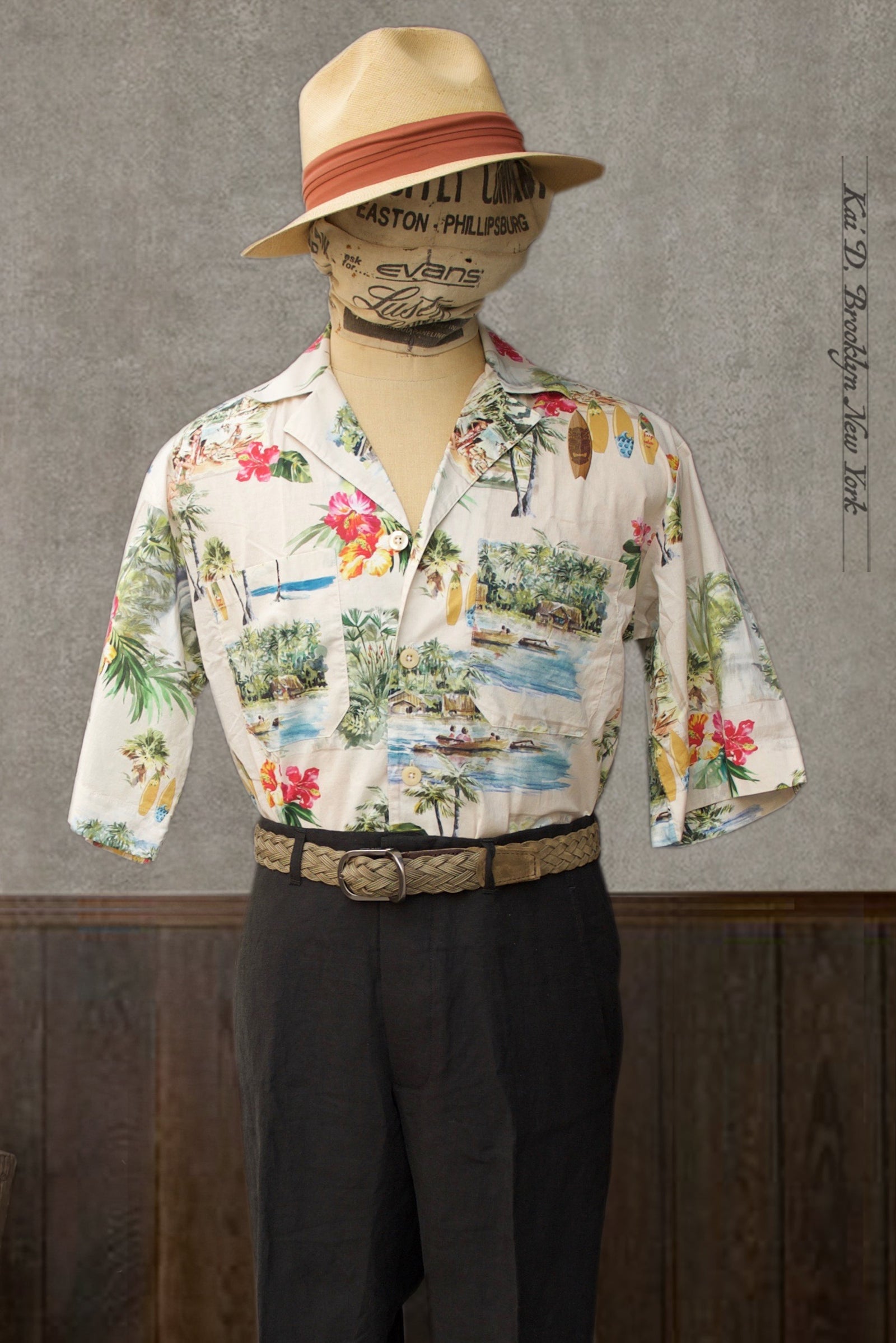 Loose Cut Camp Shirt - Hawaiian Print - S, M, L, XL