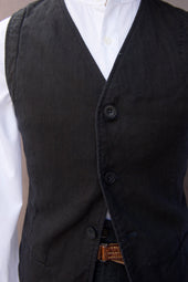 Over Dyed Hopsack Cotton Vest Vintage M