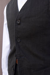 Over Dyed Hopsack Cotton Vest Vintage M