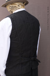 Over Dyed Hopsack Cotton Vest Vintage M