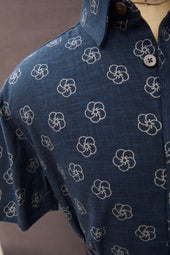 Cassady Shirt Floral Indigo Cotton S M L Xl Xxl