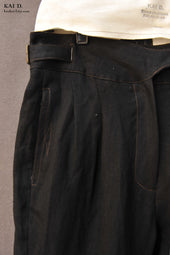 Isa Belted Pants Linen Herringbone M L