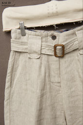 Kaylee Belted Pants Washed Linen Xxs S M