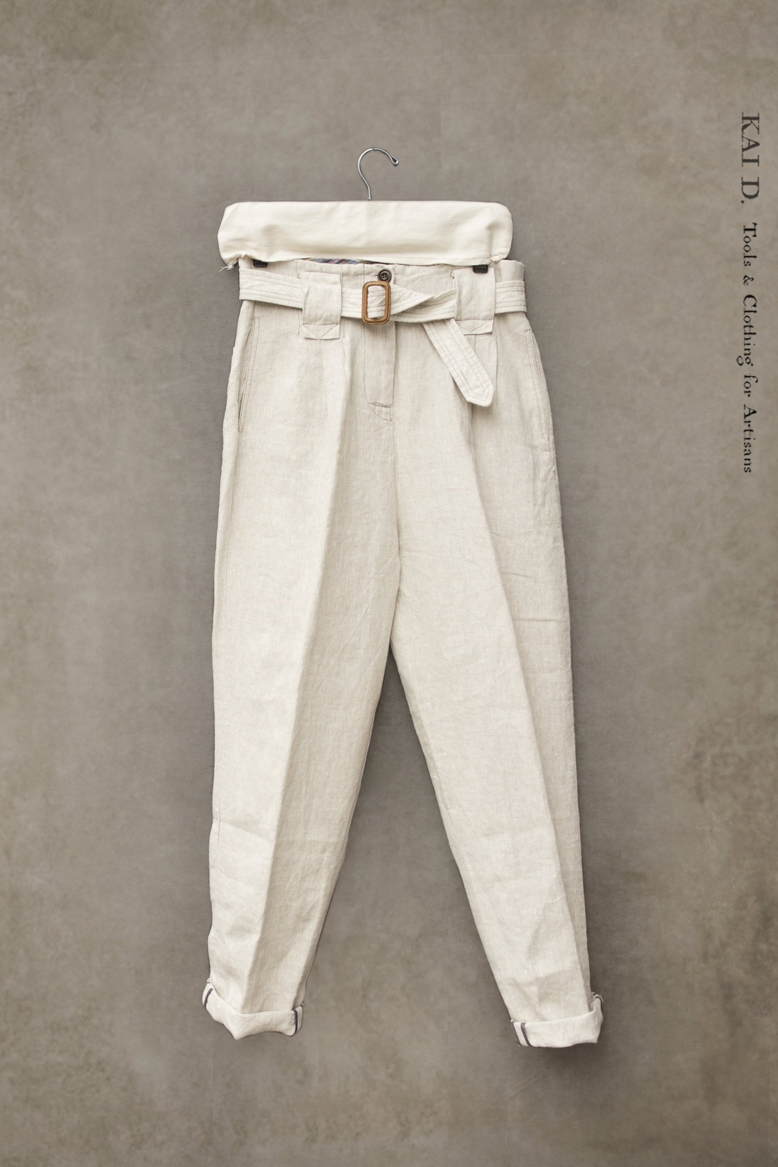 Kaylee Belted Pants - Washed Linen - Oatmeal - XXS, S, M