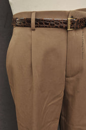One Pleat Trousers Plant Dyed Italian Cotton Twill 46 48 52