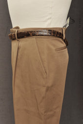 One Pleat Trousers Plant Dyed Italian Cotton Twill 46 48 52