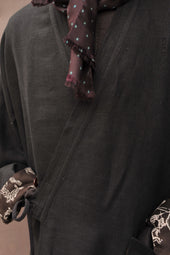 Kyoto Japanese Farmer Coat Crosshatched S M