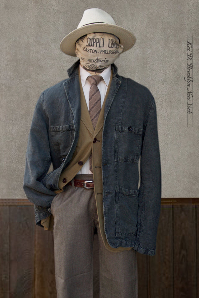 Heavy Linen Laborer Jacket- Overdyed - 46, 48, 50 (NO RETURN)