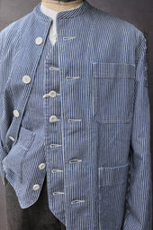 Mason Collarless Jacket Hickory Stripe 50 52 54