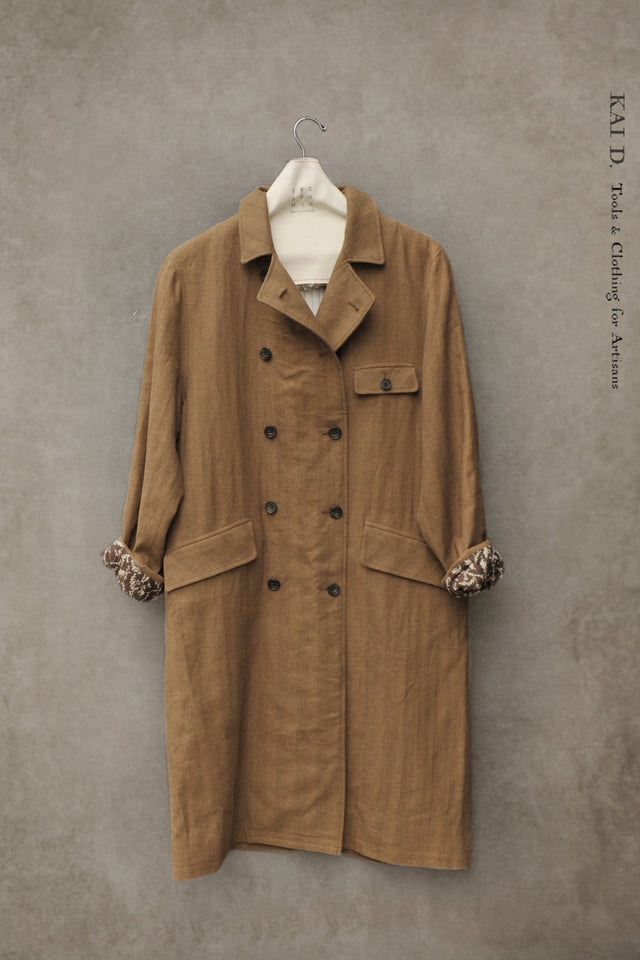 Keaton Trench Coat - Cotton Linen Herringbone - M, L