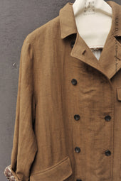 Keaton Trench Coat Cotton Linen Herringbone M L
