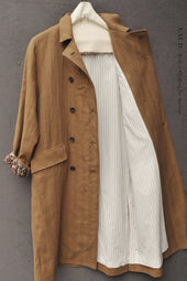 Keaton Trench Coat Cotton Linen Herringbone M L