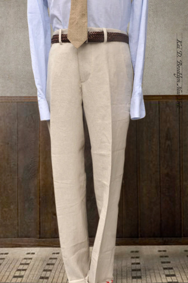 Belgian Linen Borough Pants - Natural - 30, 32, 34, 38