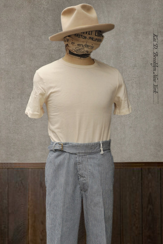 1950s Mens Loopwheel Tee - Natural - M, L, XL