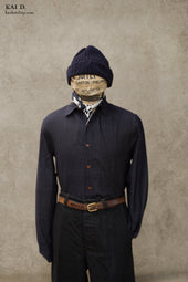 Delancey Shirt Double Gauze Cotton Navy L Xl