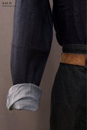 Delancey Shirt Double Gauze Cotton Navy L Xl
