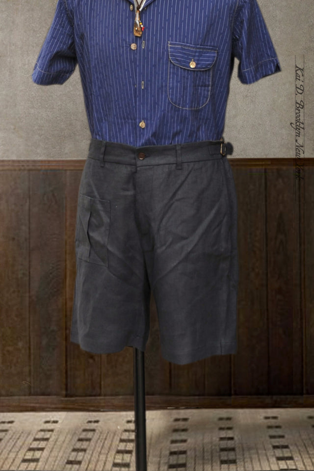 Martin Shorts - Japanese Blue Linen - 30, 32, 34, 36