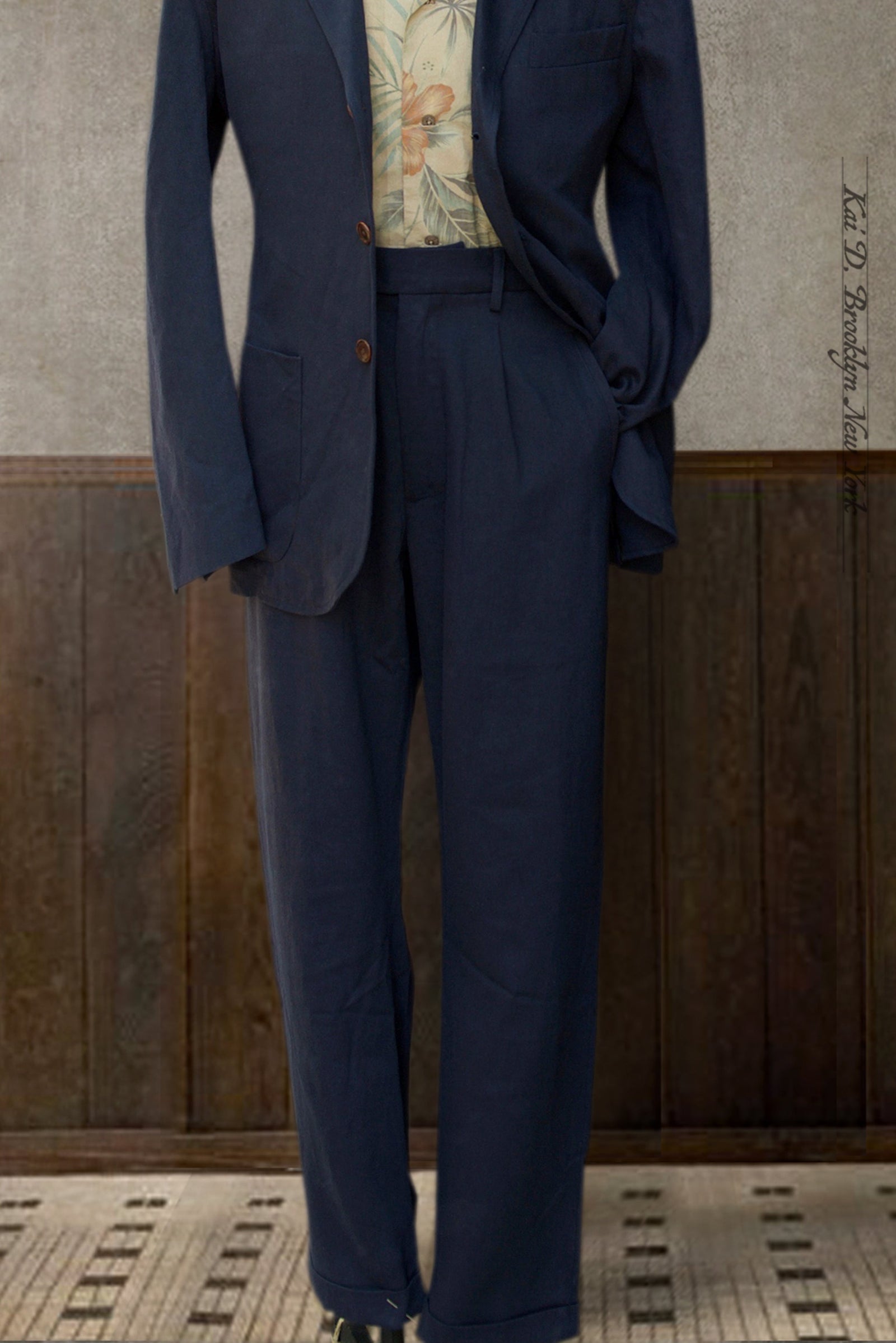 Novelist Trousers - Navy Cotton Linen Twill - 30, 32