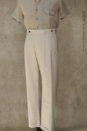 Novelist Trousers Cotton Linen Herringbone Twill 36