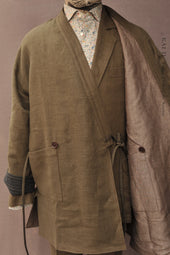 Kyoto Japanese Farmer Coat Crosshatched M