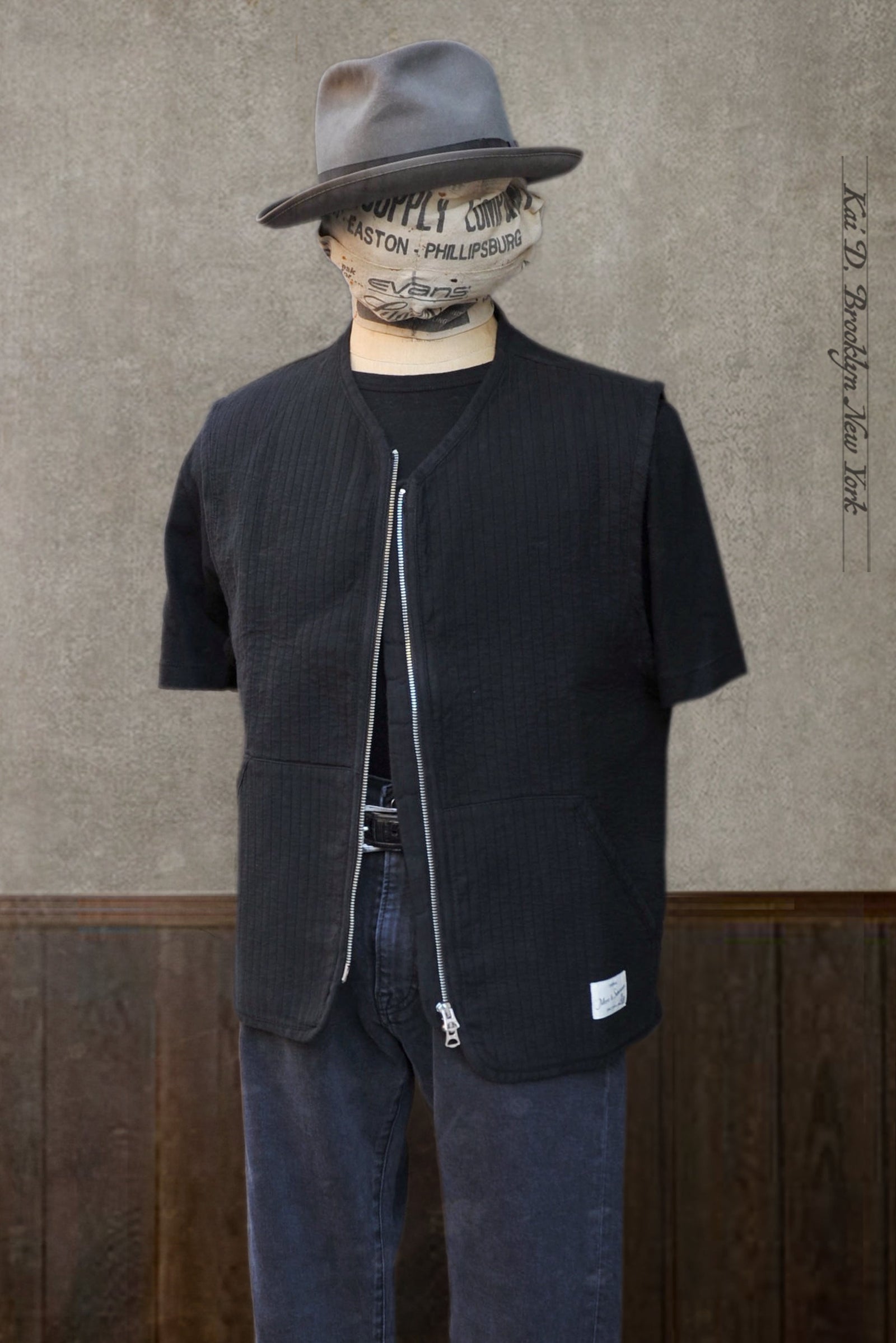 Padded Cotton Vest - Black - L, XXL