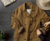 Keaton Trench Coat Cotton Linen Herringbone M L