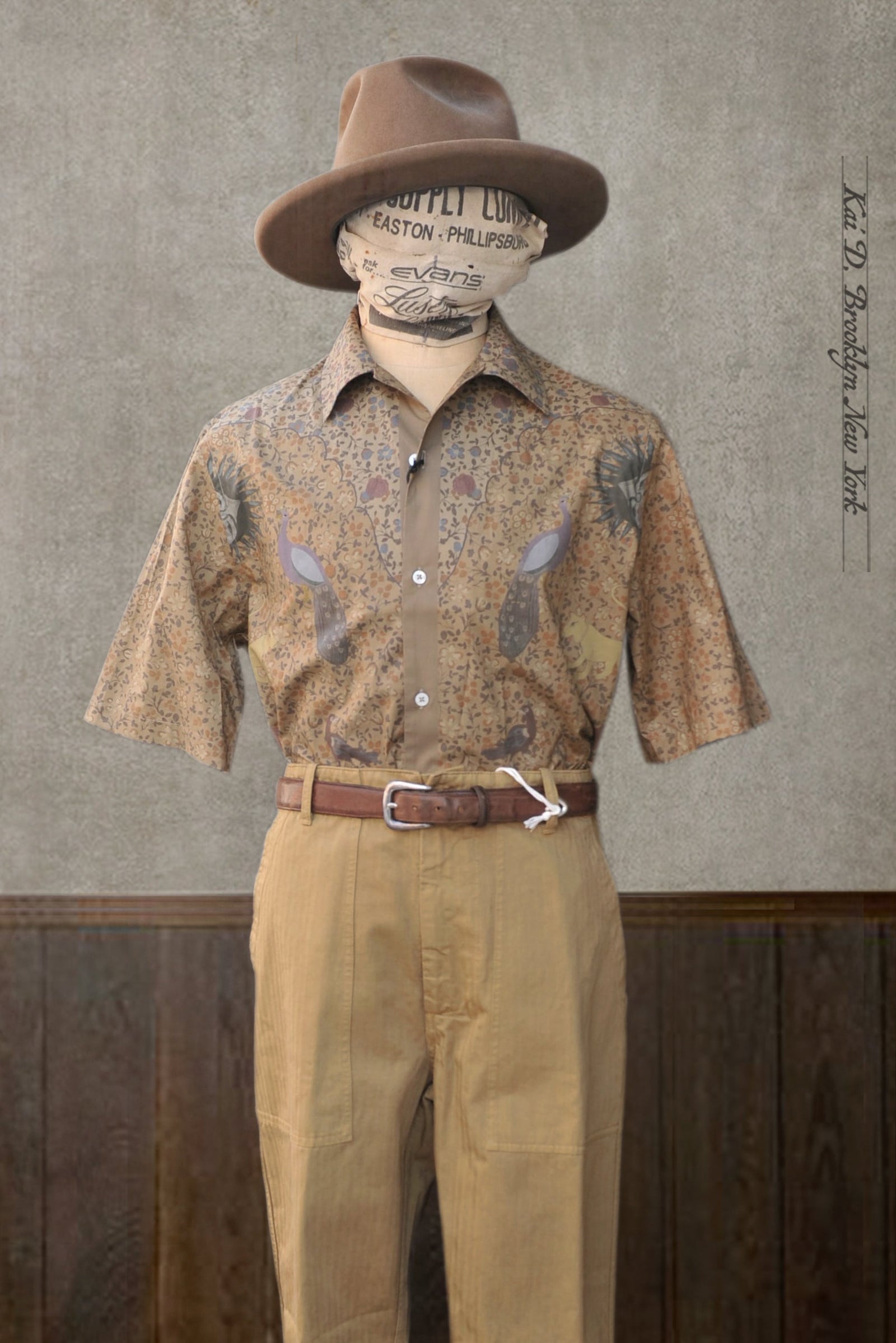 Printed Peacock Shirt Cinnamon M L