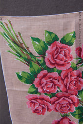 Vintage Linen Pocket Square Light Roses
