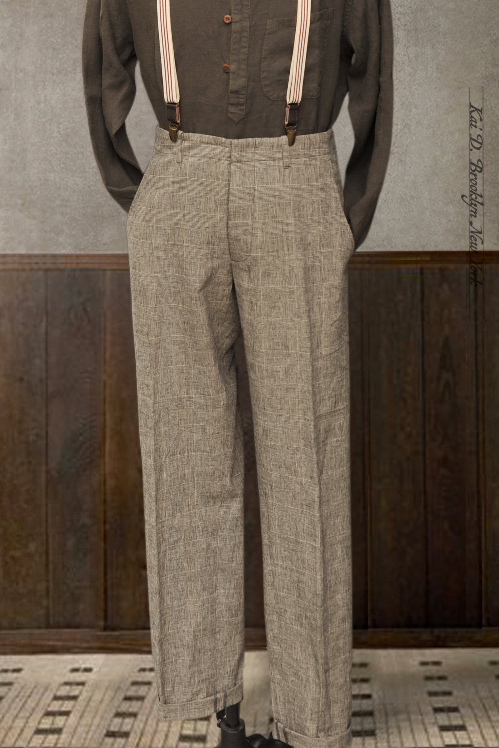 Borough Pants - Cotton Linen Glen Plaid - 30, 32, 36