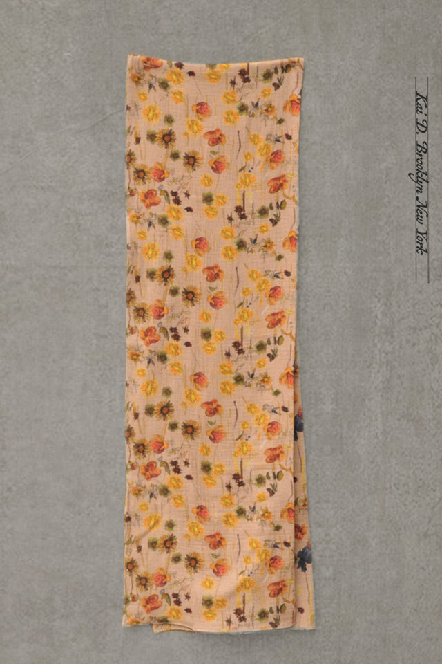 Skinny Scarf - Cotton Double Gauze Floral