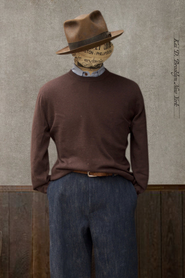 Mongolian Cashmere Sweater - Mauve Brown - L, XL