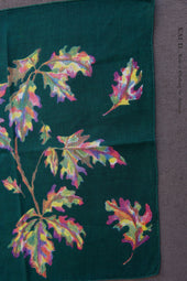Vintage Linen Pocket Square Rainbow Leaves