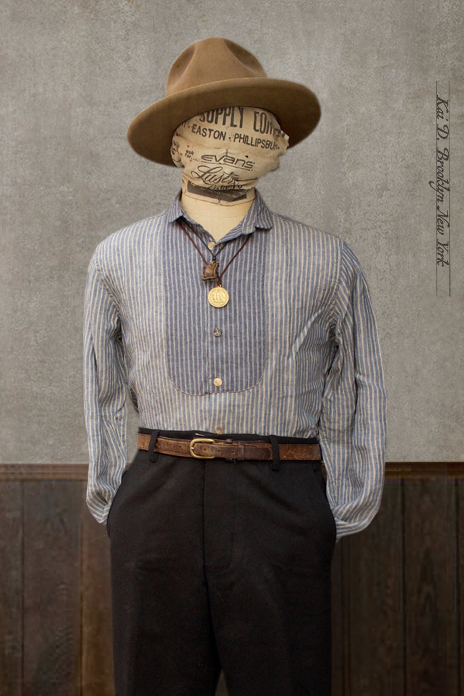Linen Bib Shirt M L Xl