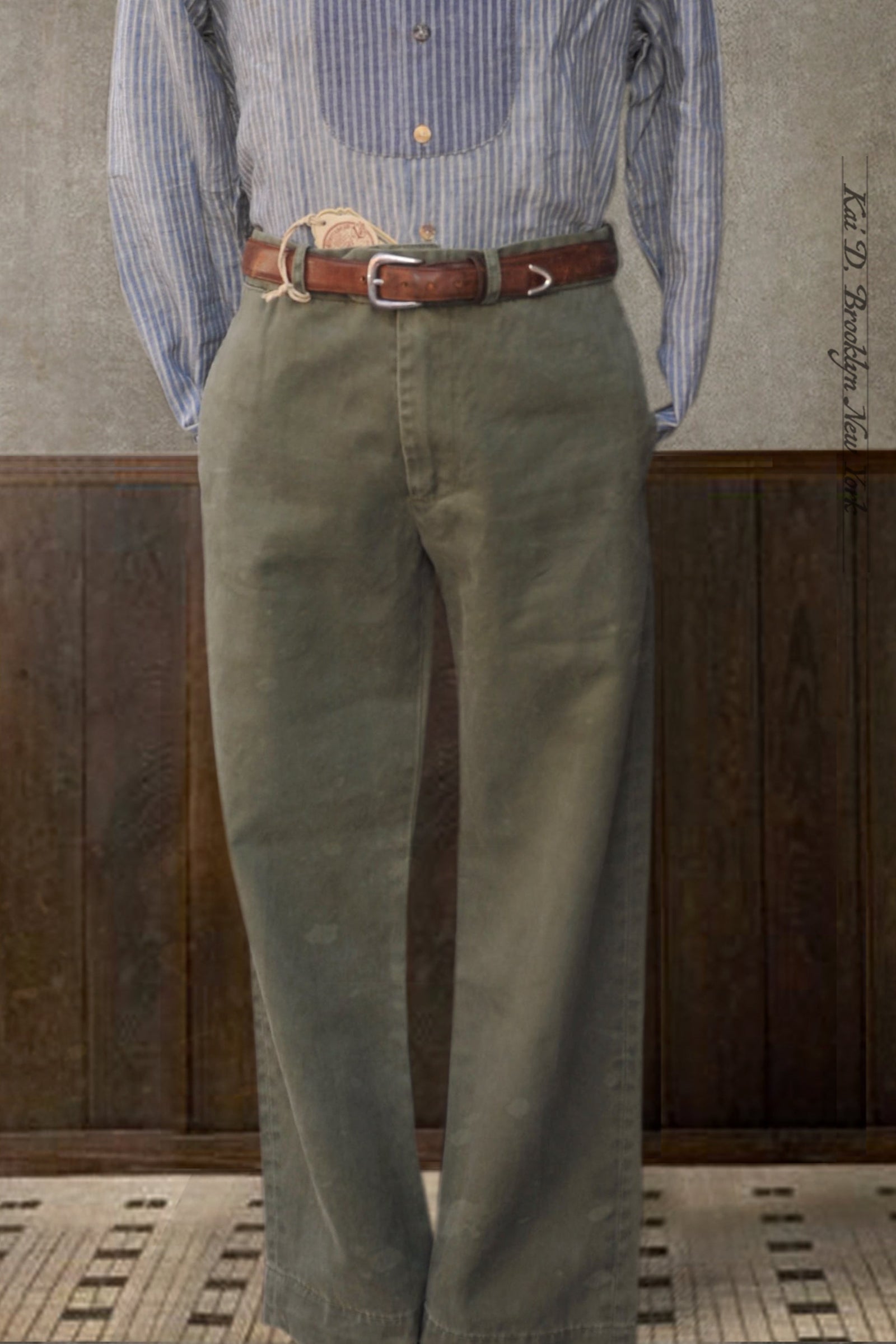 Flat Front Trousers Heavy Washed Cotton 31