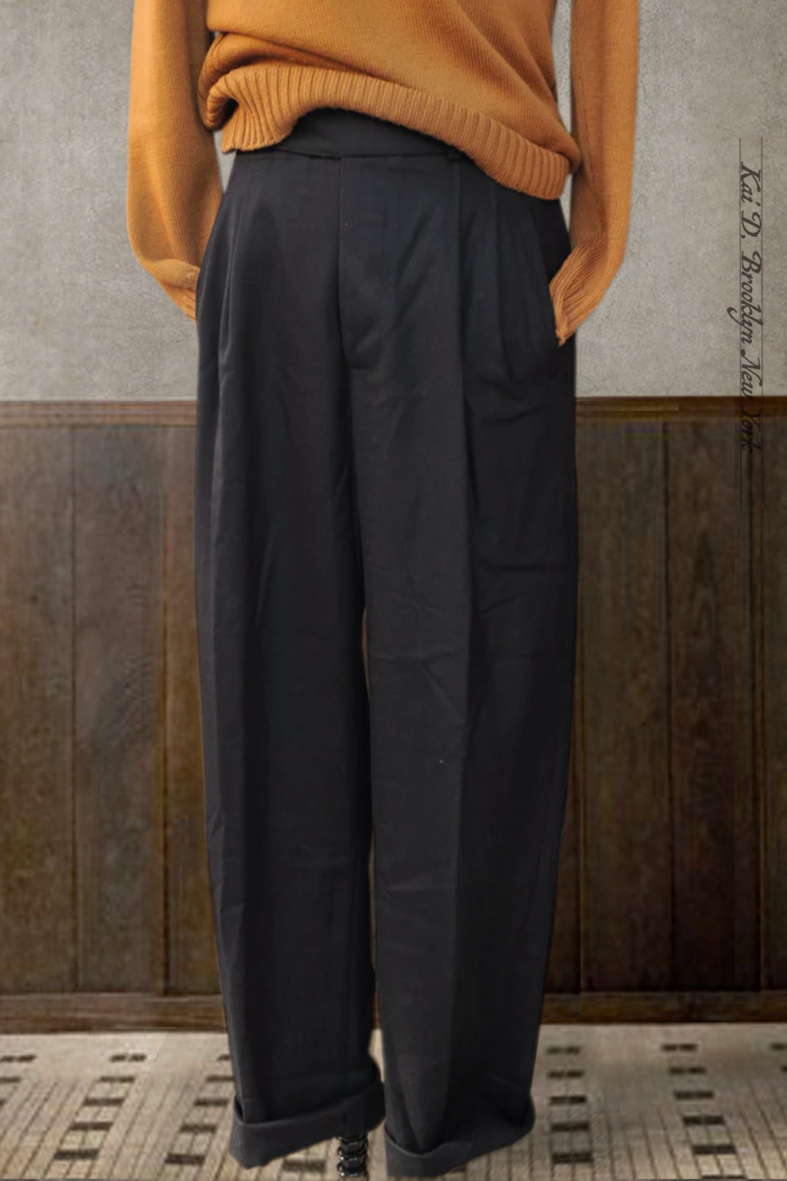 Wide Leg Matisse Pants - Black Virgin Wool - 32