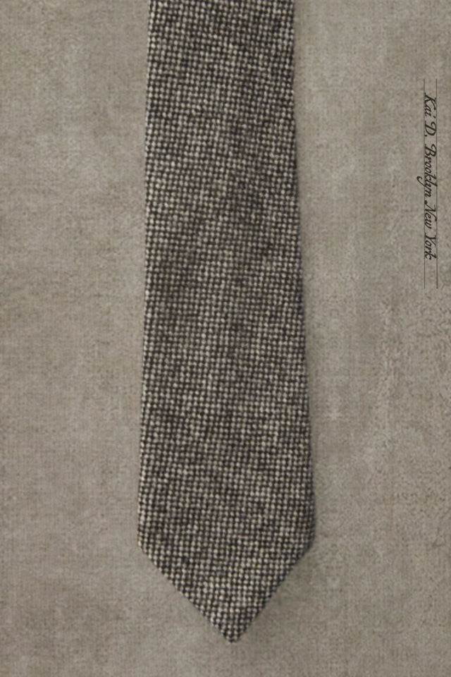Mini square weave wool tie - Salt-N-Pepper