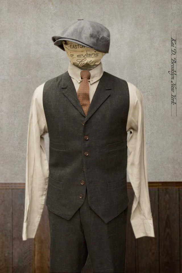Doyle Vest - Stipple Weave Linen Wool Blend - S, M