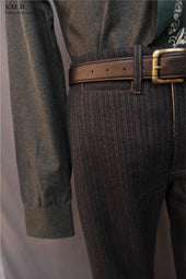 Bologna Striped Wool Trousers 32 34