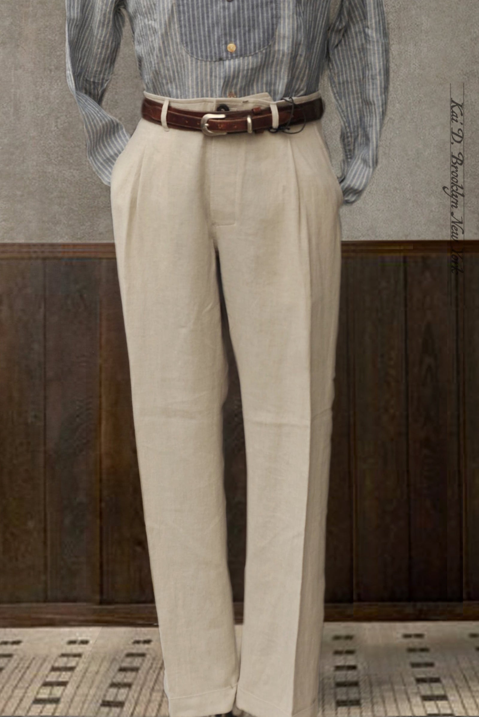 Sune Wide Cut Pleated Trousers Linen M L