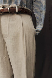 Sune Wide Cut Pleated Trousers Linen M L