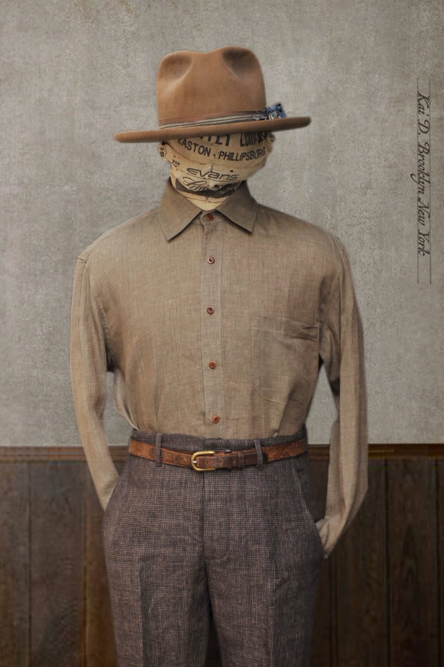 Cassady Shirt (Relaxed Cut)- Taupe Heather Belgian Linen - L, XXL