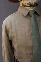 Delancey Shirt Italian Linen Taupe Xl