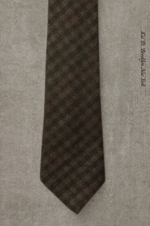 Tonal Check Wool Tie - Dark Grey