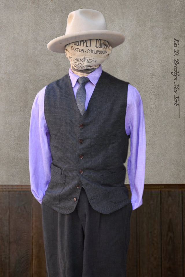 Shoemaker's Vest - Wool Cashmere Tonal Plaid - L, XL, XXL, XXXL