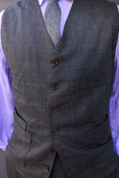 Shoemaker S Vest Wool Cashmere Tonal Plaid L Xl Xxl Xxxl