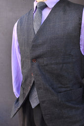 Shoemaker S Vest Wool Cashmere Tonal Plaid L Xl Xxl Xxxl